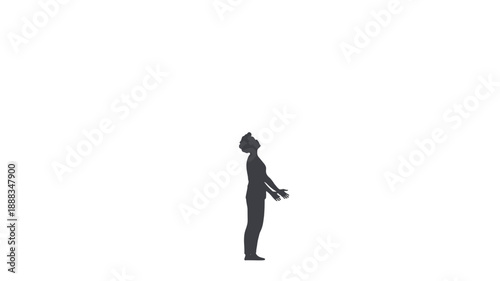 A Silhouette of a Person Looking Upwards with Arms Open.