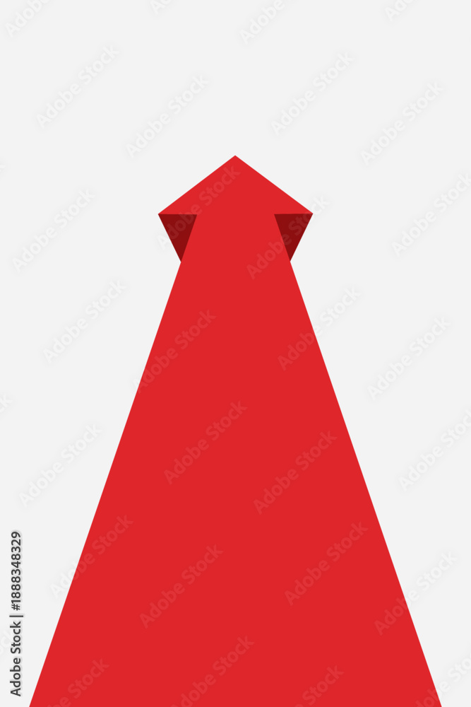Fototapeta premium Red upward arrow icon on white background, 3D perspective growth symbol, successful business direction, stock market increase, achievement and target progress vector illustration for corporate UI
