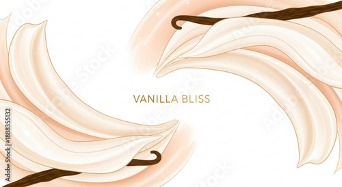 Vanilla bliss ice cream swirls with soft lighting and creamy texture on white background detailed illustration