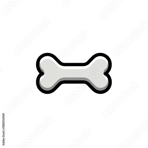 A white, stylized bone icon, centered on a stark black background with soft shading