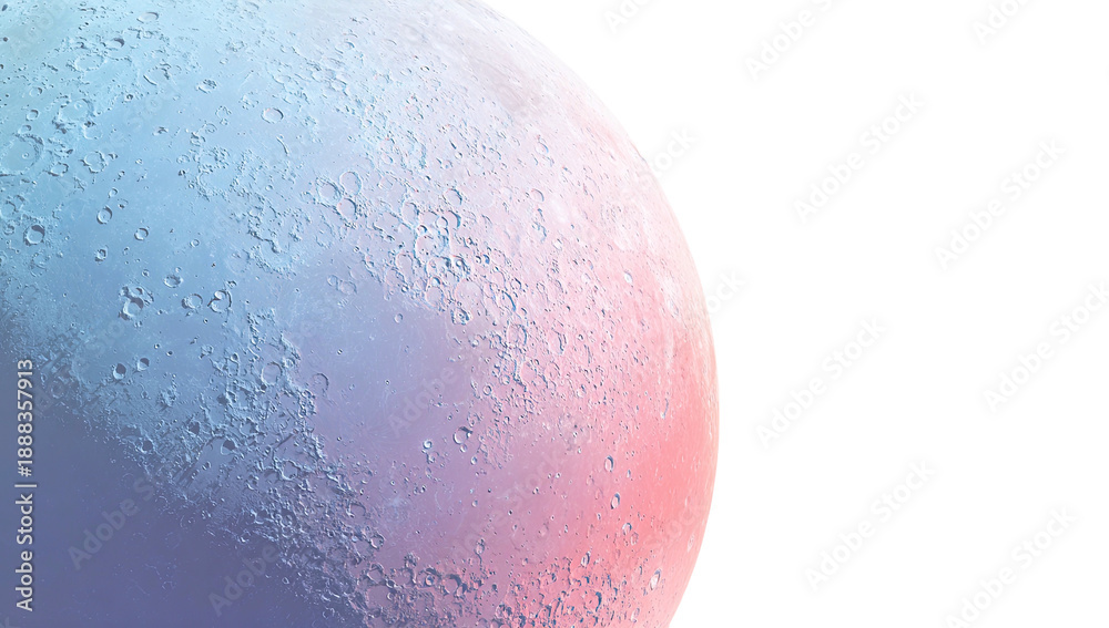 Fototapeta premium A celestial body with a textured surface transitions colors in a cosmic expanse