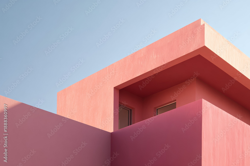 custom made wallpaper toronto digitalModern Pink Architecture With Geometric Shapes And Clear Sky