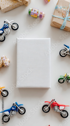Wallpaper Mural Kids Birthday Flat Lay With Toy Motorcycles And Gift Boxes Torontodigital.ca