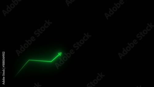 Vibrant neon green arrow graph line moving upwards on a deep black background signifying positive financial growth and upward trajectory Generate title without using the word 