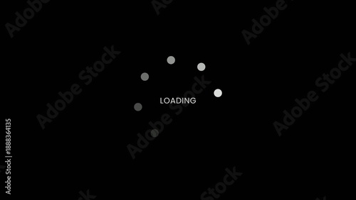 White circular loading animation with the word LOADING in the center against a dark black background representing digital processing Generate title without using the word 