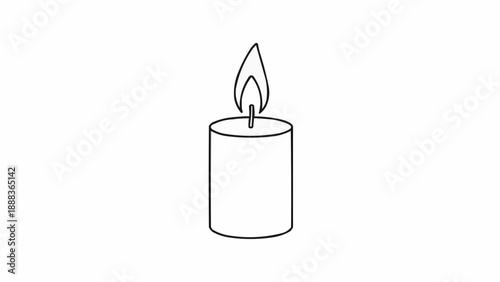 Simple line drawing of a lit candle with a flame.
