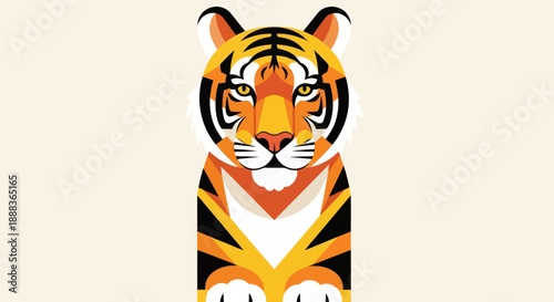 Stylized tiger illustration with geometric shapes and vibrant colors