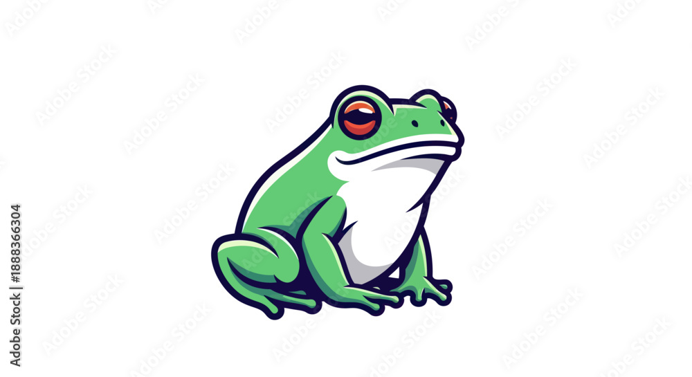 Fototapeta premium Vibrant green frog illustration isolated on white background for design