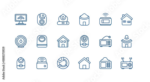 Collection of home automation and technology icons in vector style