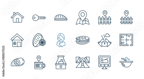 Collection of minimalist iconography illustrating various concepts and objects