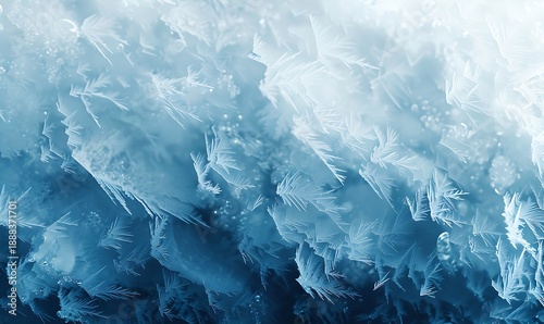 Abstract winter background with frosty patterns, cool blues and whites, and dynamic icy textures