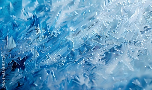 Frost-inspired abstract design featuring cold blue and white tones with textured movement