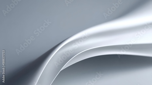 Elegant Flowing White Fabric Textile with Soft Curves and Light Shadows Creating a Minimalist Aesthetic for Design and Background Use