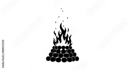 A pile of barrels is on fire in an industrial scene outdoors