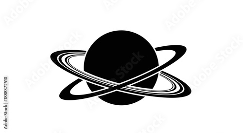 Saturn Planet Ring System Illustration with Cosmic Elements and Celestial Bodies