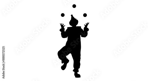 Juggler performing with balls in a dynamic pose illustration