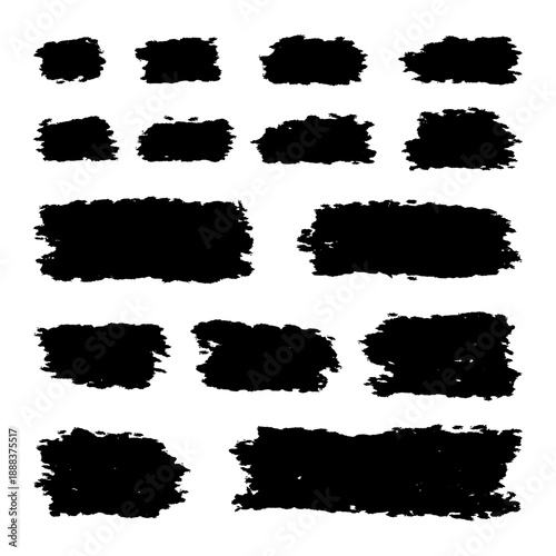 Black ink paint brush stroke texture blocks set for design