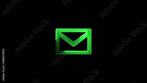 Free Download Glowing green email envelope with dark green interior and illuminated edges on Generate title without using the word 