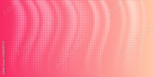 Pink orange red polka dots gradient halftone background. Pop art cartoon dot texture with comic graphic design, Horizontal abstract pattern wall. vector modern