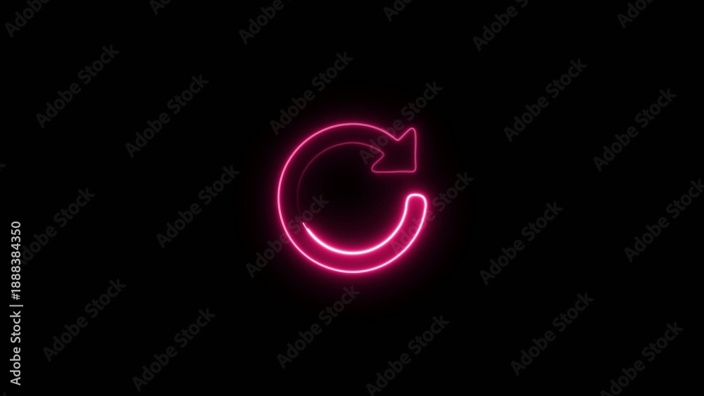 Fototapeta premium Glowing pink neon circular arrow with Generate title without using the word 