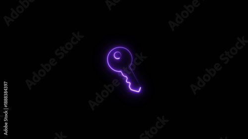 Glowing purple neon key outline on a Generate title without using the word 