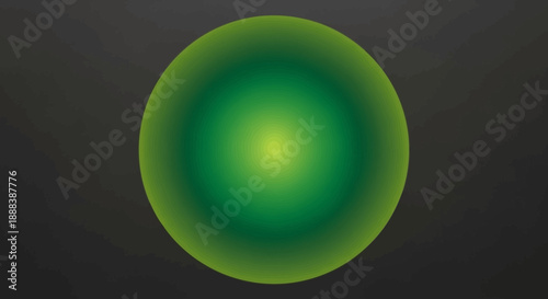 Abstract green sphere with gradient shading on dark background