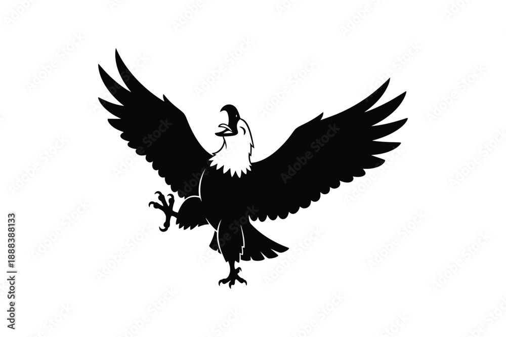 Obraz premium Silhouette of a mythical griffin with outstretched wings and sharp talons