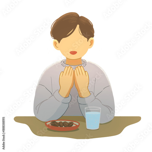 a boy breakfasting