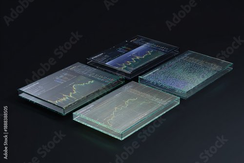 Wallpaper Mural Futuristic financial data dashboards with glowing charts for fintech analytics and digital trading concepts Torontodigital.ca