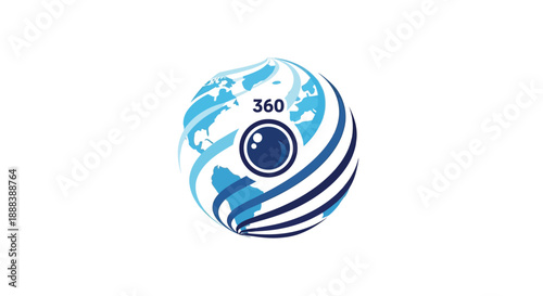 360 Degree Globe with Eye Symbol.