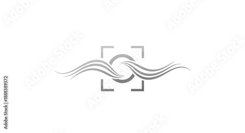Abstract Camera Lens Symbol with Flowing Waves.