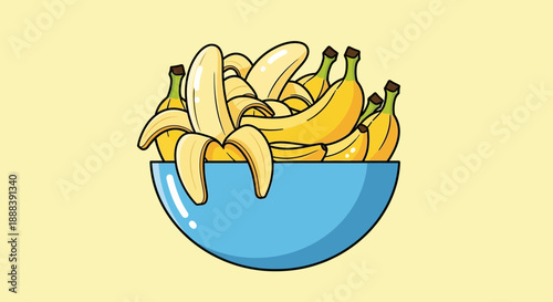 Fresh ripe bananas in a blue bowl perfect for healthy snacks and desserts