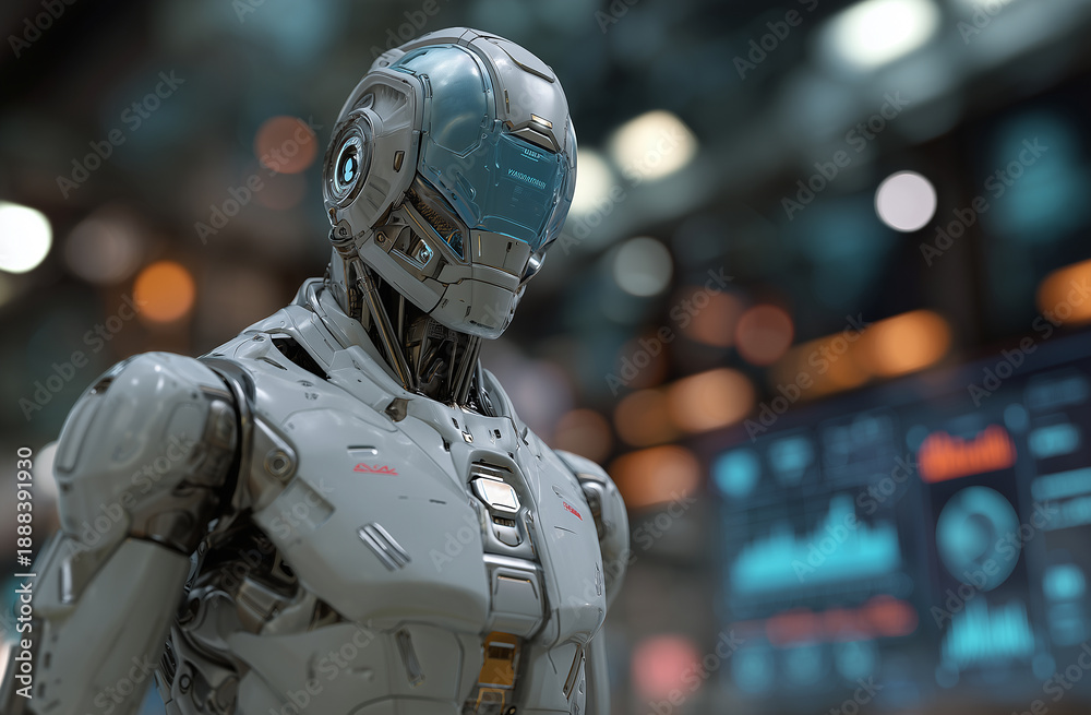 Fototapeta premium Profile of Humanoid Android Robot Head