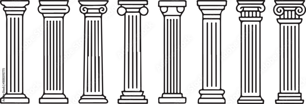 Naklejka premium Ancient columns icon set. Vector icon
