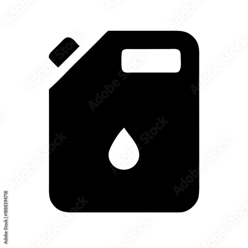 Black silhouette icon of a fuel canister with a drop symbol, isolated on a transparent background. Created in a flat style, it is ideal for automotive blogs and energy websites.