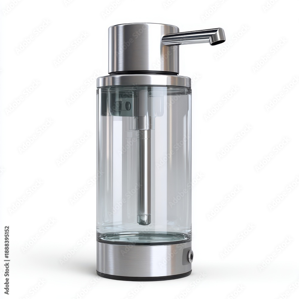 Obraz premium Sleek modern soap dispenser isolated on a white background