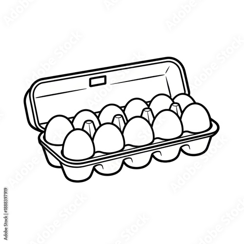 Egg carton illustration vector style coloring page 