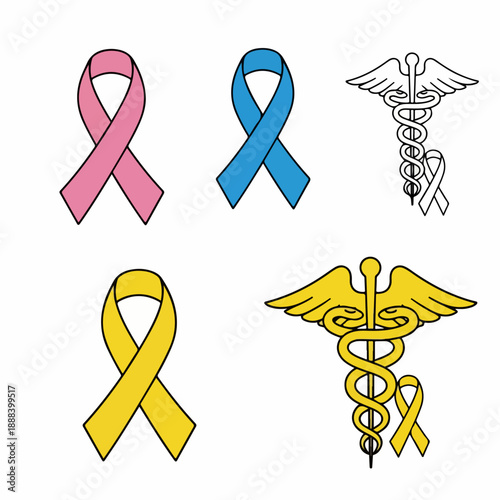 vector illustration of cancer symbols set