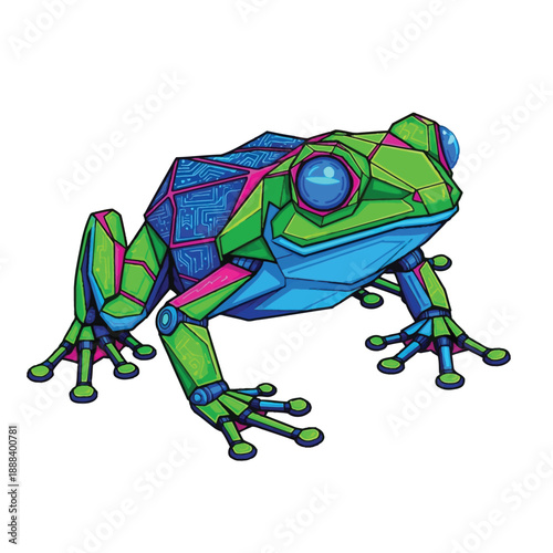Geometric Robot Frog Illustration.