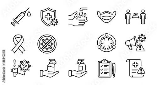 14 Infection Control, Pandemic Prevention, and Public Health Outline Icons