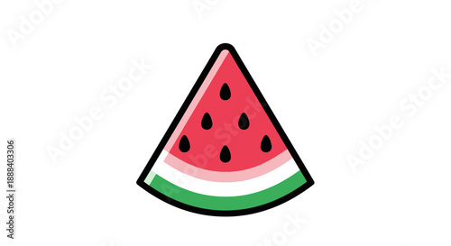 Bright and colorful cartoon watermelon slice illustration with seeds and vibrant colors for summer