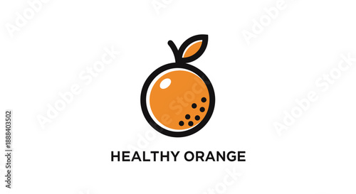 Simple and Modern Illustration of a Fruit with Text Healthy Orange on White Background