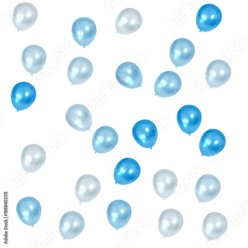 Various Ble Balloons on White Background 