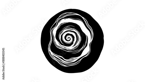 Spiral Rock Formations in a Canyon Gorge Vector Outline Art, transparent.