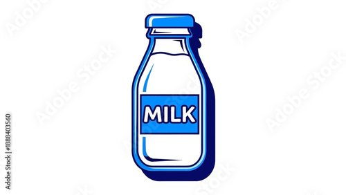 Striking Vector Icon of a Classic Milk Bottle in Bold Geometric 3D Style. transparent.