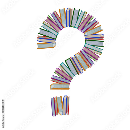 Question Mark Made of Stacked Books
