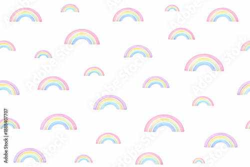 Seamless pastel watercolor rainbow pattern on warm white background