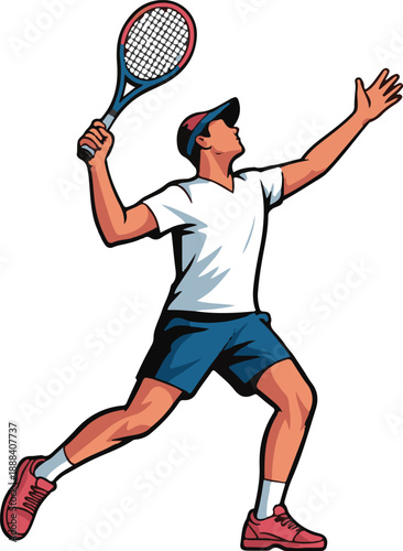Tennis Serve Flat Vector | Sports Illustration