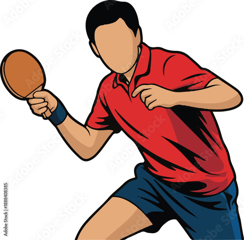 Table Tennis Player Flat Vector | Sports Illustration