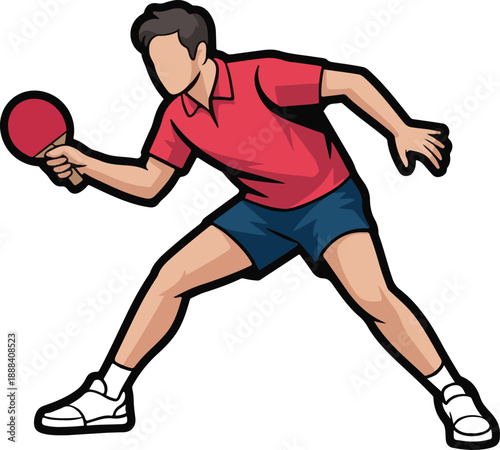 Table Tennis Player Flat Vector | Sports Illustration